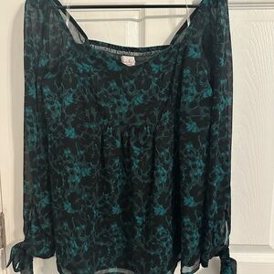 Isabel Maternity by Ingrid & Isabel Black and Teal Floral Blouse
